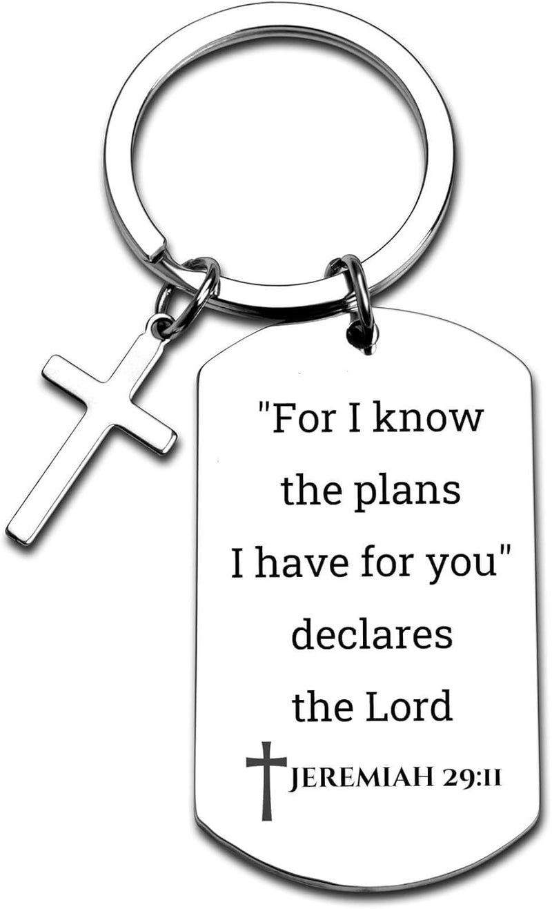 GiftYou Inspirational Scripture Metal Key Chains with Cross Pendant - Bible Verse Keychain Religious Gift for Christian - Image 1